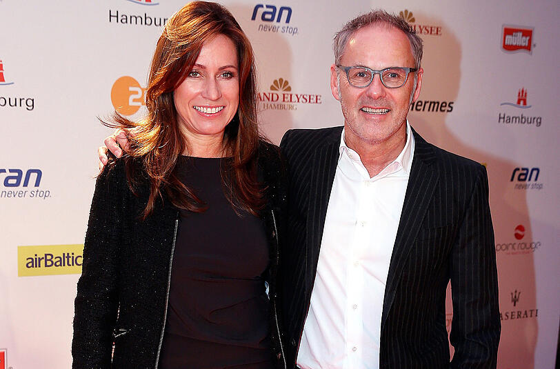 Sieger in der Kategorie bester Sportmoderator: Reinhold Beckmann. Hier mit Frau Kerstin.