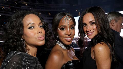 Herzogin Meghan (v.r.) traf am Rande des dritten Beyoncé-Konzerts in Inglewood Kelly Rowland und Kerry Washington.