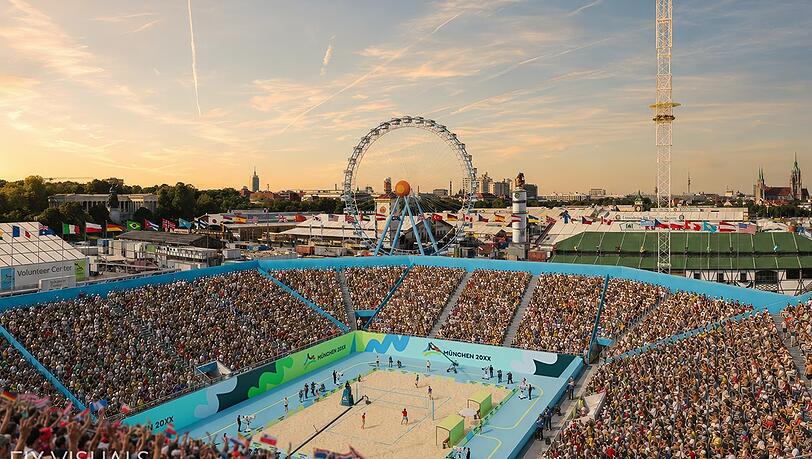 Olympia mit Oktoberfestkulisse: Auf der Theresienwiese soll Beachvolleyball gespielt und die Wiesn aufgebaut werden. Olympia mit Oktoberfestkulisse: Auf der Theresienwiese soll Beachvolleyball gespielt und die Wiesn aufgebaut werden.