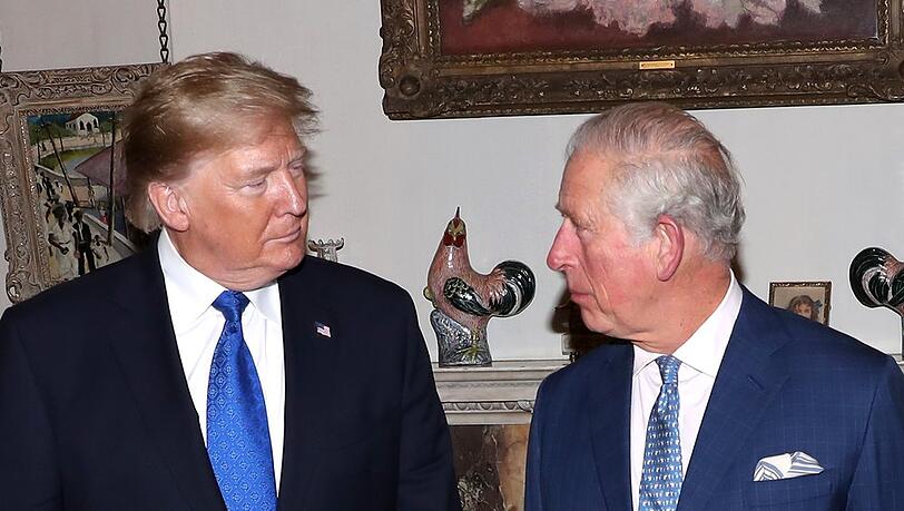 Kennen sich bereits vom Staatsbesuch aus dem Jahr 2019: Donald Trump (l.) und König Charles III., damals noch Prinz.