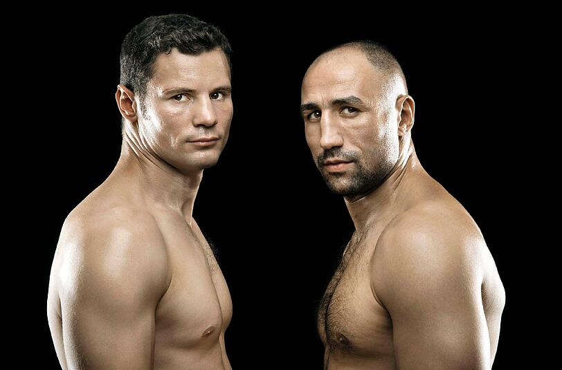 Robert Stieglitz (l) und Arthur Abraham kämpfen am Samstag um den Weltmeistertitel im Supermittelgewicht.