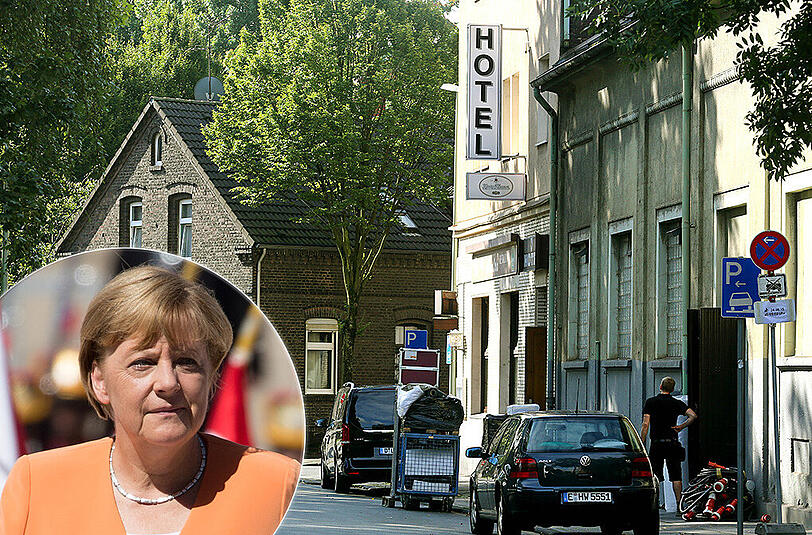 Blick auf das Hotel "Montan" in Duisburg-Marxloh, wo die Diskussionsveranstaltung mit Kanzlerin Merkel stattfindet.