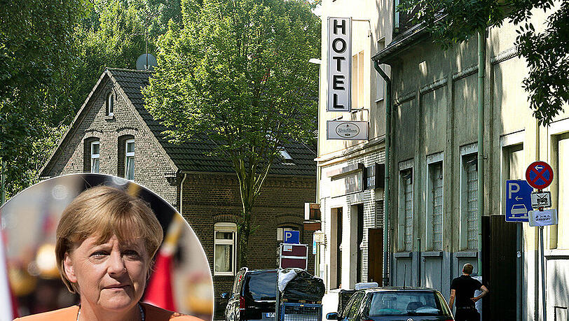 Blick auf das Hotel "Montan" in Duisburg-Marxloh, wo die Diskussionsveranstaltung mit Kanzlerin Merkel stattfindet. Blick auf das Hotel "Montan" in Duisburg-Marxloh, wo die Diskussionsveranstaltung mit Kanzlerin Merkel stattfindet.