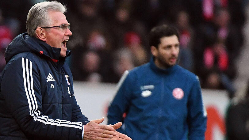 Stimmgewaltig an der Seitenlinie: Bayern-Trainer Jupp Heynckes (links). Rechts: Mainz-Coach Sandro Schwarz.