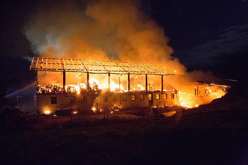 Die Bilder vom Stallbrand in Taching am See.