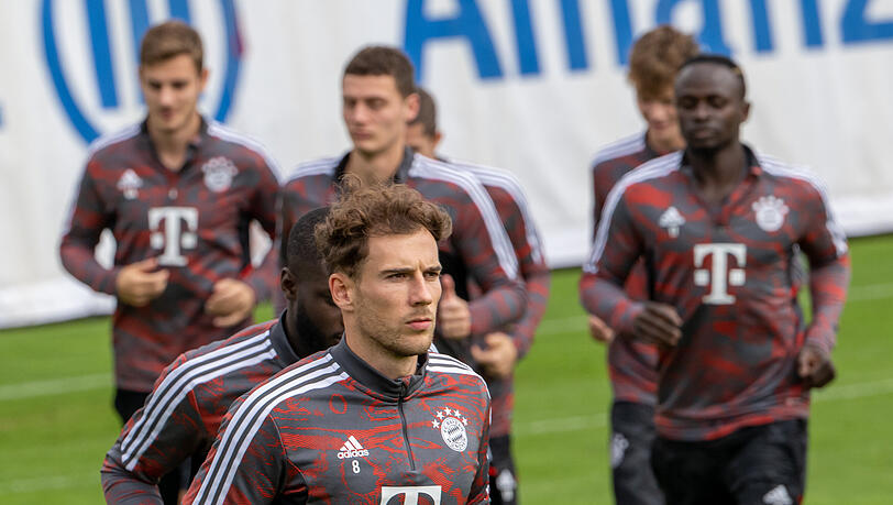 Leon Goretzka während des Abschlusstrainings des FC Bayern München auf dem Trainingsgelände seines Vereins.