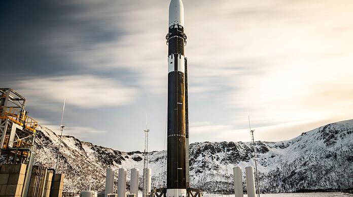 Die Rakete von Isar Aerospace auf dem Startplatz in Norwegen. (Handout)
