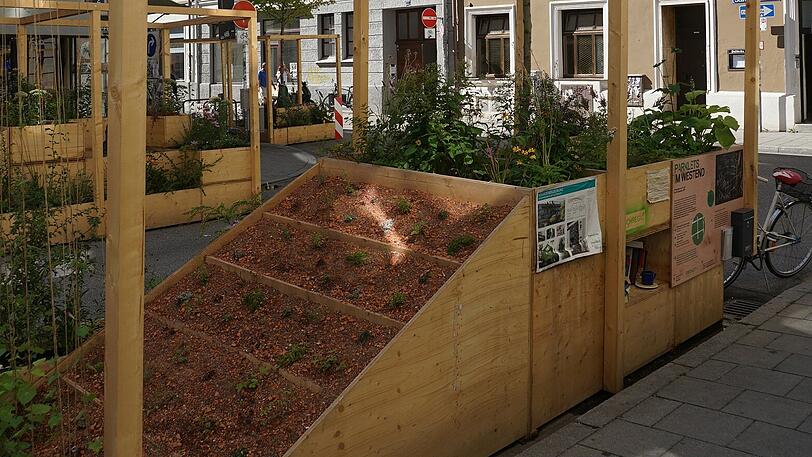 Parklets schaffen an der Schwanthalerhöhe mehr Platz für Pflanzen.