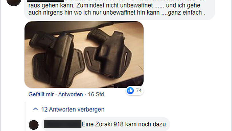 Nutzer posten auf Facebook Bilder von Waffen. Nutzer posten auf Facebook Bilder von Waffen.