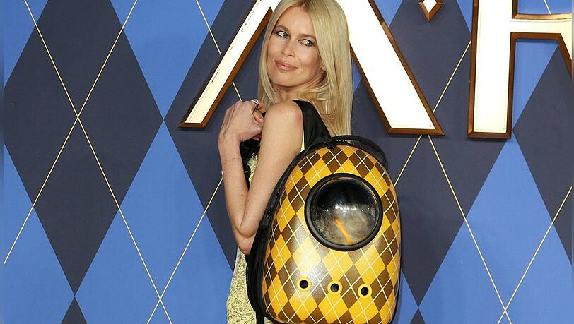 Der Premieren-Auftritt von Claudia Schiffer mit Katze im Rucksack sorgt für ein geteiltes Echo.