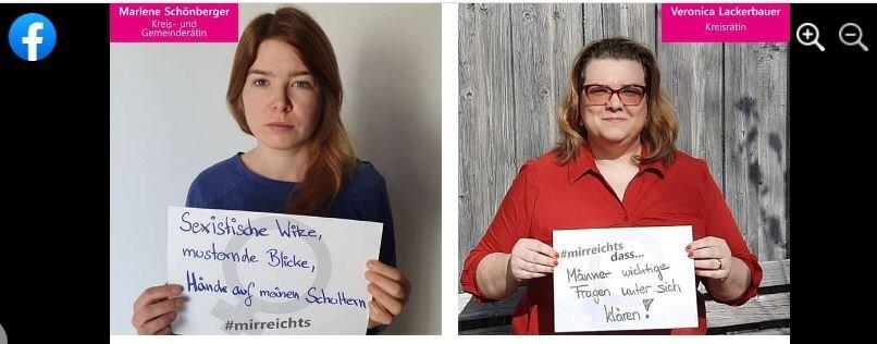 Die beiden Kreisrätinnen Marlene Schönberger und Veronika Lackerbauer stießen mit einem Facebook-Post eine Aktion an, um zu zeigen, wie weit verbreitet das Thema Sexismus in der Kommunalpolitik ist.