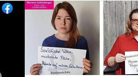 Die beiden Kreisrätinnen Marlene Schönberger und Veronika Lackerbauer stießen mit einem Facebook-Post eine Aktion an, um zu zeigen, wie weit verbreitet das Thema Sexismus in der Kommunalpolitik ist.