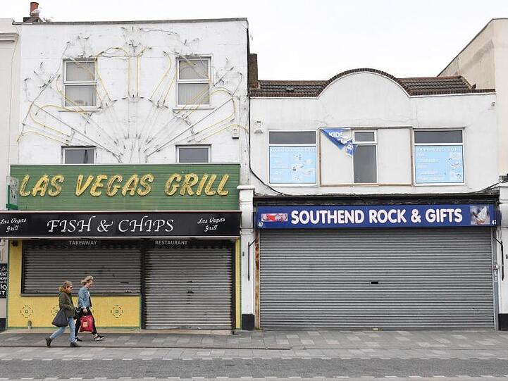 Geschlossene Geschäfte und Restaurants in Southend.