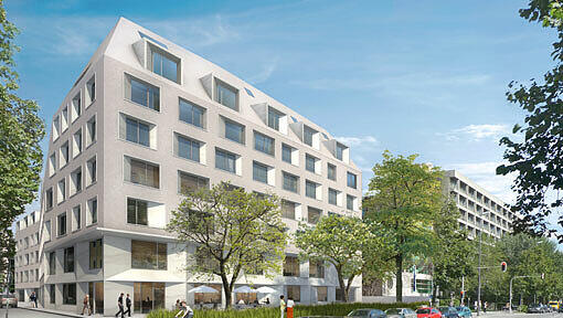 An der Ecke Nymphenburger/Erzgießereistraße entsteht ein neues Gebäude mit 55 Wohnungen