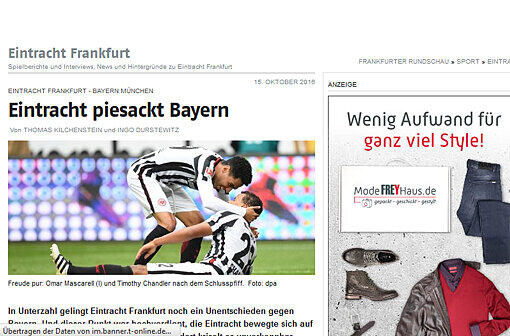 Die Frankfurter Rundschau freut sich ganz offensichtlich mit der Eintracht.