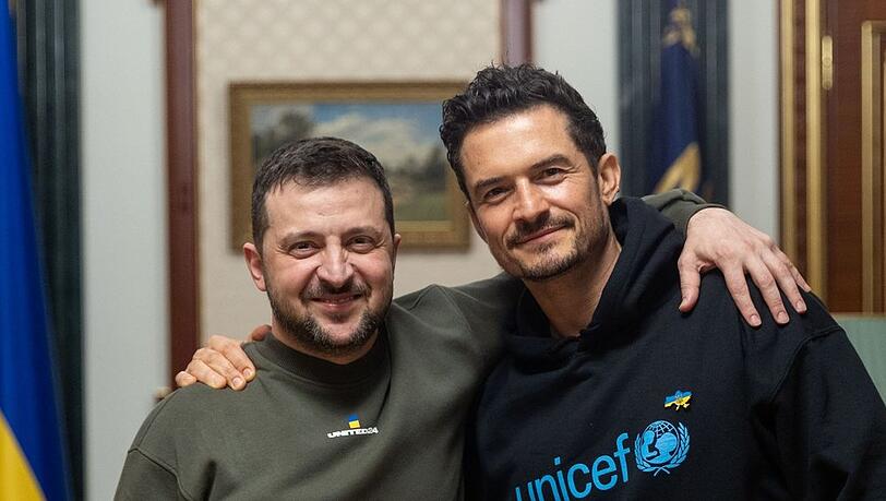 Orlando Bloom und Wolodymyr Selenskyj in Kiew.