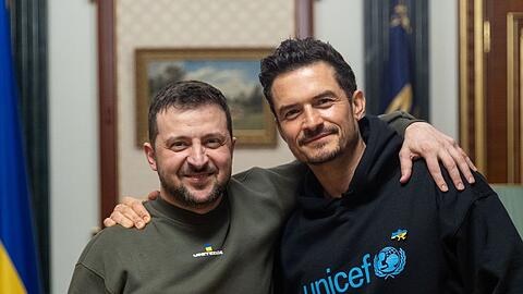 Orlando Bloom und Wolodymyr Selenskyj in Kiew.