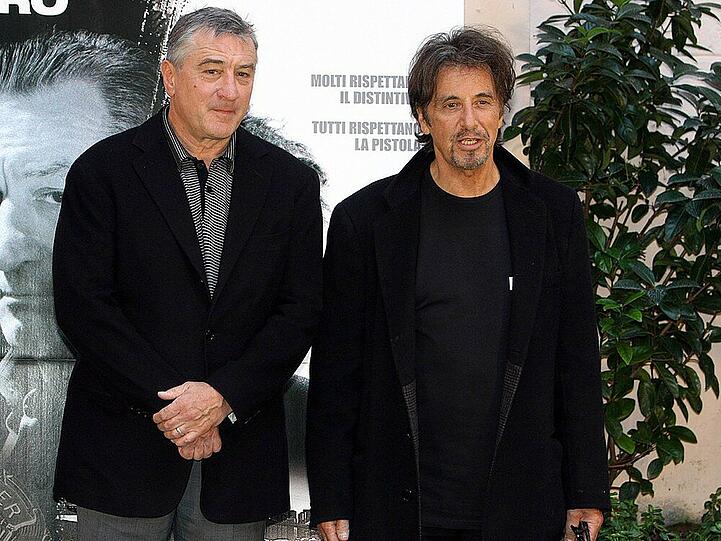 Sehen sie sich wirklich ähnlich? Al Pacino (re.) und Robert de Niro bei der Italien-Premiere des gemeinsamen Films "Righteous Kill"