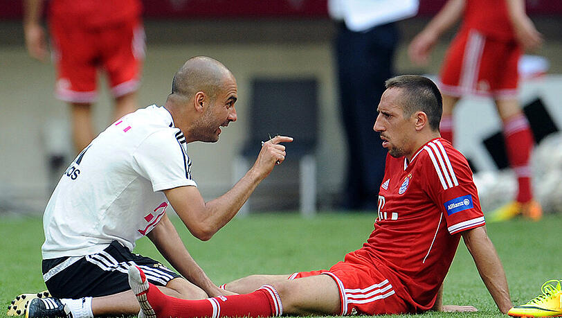 Auch Pep Guardiola hat wenig Hoffnung, dass Franck Ribéry gegen den FC Barcelona dabei ist. Auch Pep Guardiola hat wenig Hoffnung, dass Franck Ribéry gegen den FC Barcelona dabei ist.