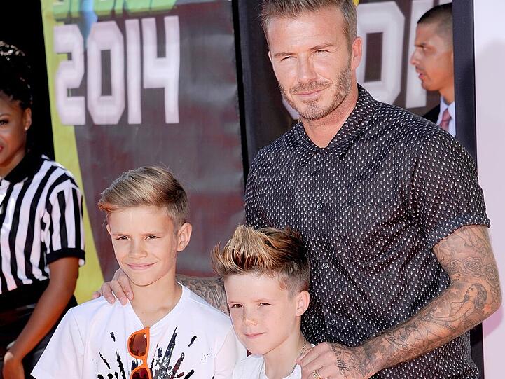 David Beckham mit seinen Söhnen Romeo und Cruz (re.)