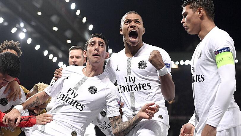 Jubel in Extase: Paris St. Germain hat mit dem 2:0 bei Manchester United einen großen Schritt in Richtung Champions-League-Viertelfinale gemacht. Jubel in Extase: Paris St. Germain hat mit dem 2:0 bei Manchester United einen großen Schritt in Richtung Champions-League-Viertelfinale gemacht.
