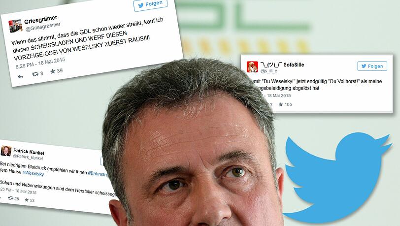 Bekommt auf Twitter überwiegend negatives Feedback: GDL-Chef Claus Weselsky. Bekommt auf Twitter überwiegend negatives Feedback: GDL-Chef Claus Weselsky.