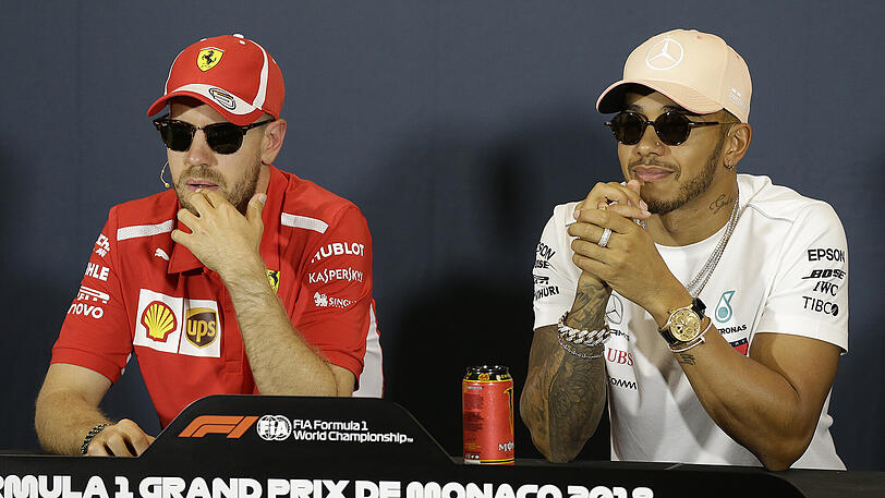 Pokerface vor dem Aufeinandertreffen in Monaco: Sebastian Vettel (l.) und Lewis Hamilton.