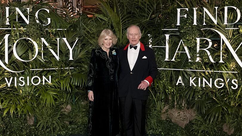 K&ouml;nig Charles III. und K&ouml;nigin Camilla luden am Mittwoch zur Premiere der Doku "Nat&uuml;rliches Gleichgewicht: Die Vision eines K&ouml;nigs".