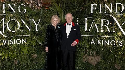 K&ouml;nig Charles III. und K&ouml;nigin Camilla luden am Mittwoch zur Premiere der Doku "Nat&uuml;rliches Gleichgewicht: Die Vision eines K&ouml;nigs".
