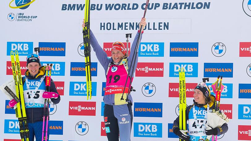 Denise Herrmann-Wick (M) hat den Sprint in Oslo gewonnen.