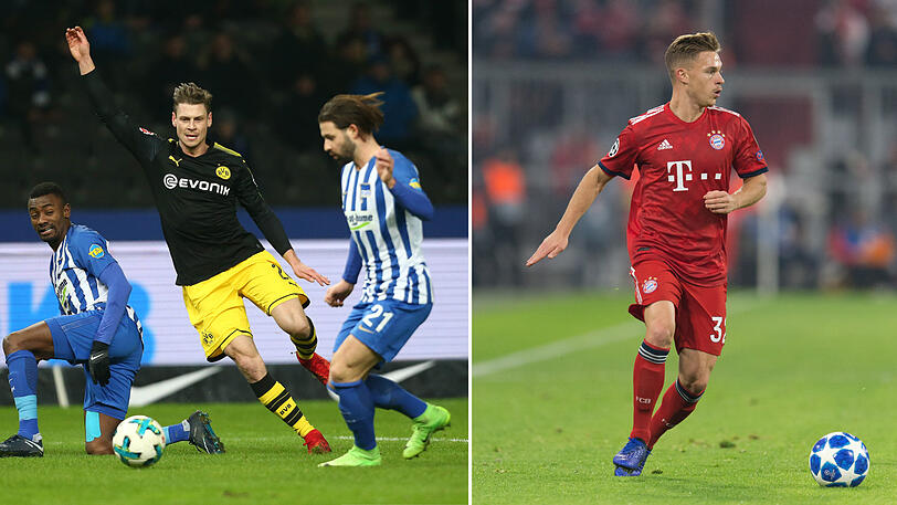 Lukasz Piszczek (33) - Joshua Kimmich (23): Fuss: "Kimmich spielt für seine Verhältnisse eine eher normale Saison. Unter Kovac steht er etwas tiefer, agiert defensiver, hat daher auch nicht so viele Assists verbuchen können, die großen Momente fehlen. Piszczek ist mit seiner Erfahrung ein elementarer Bestandteil der schwarz-gelben Rasselbande. Daher Unentschieden." Stand: 0,5:1,5