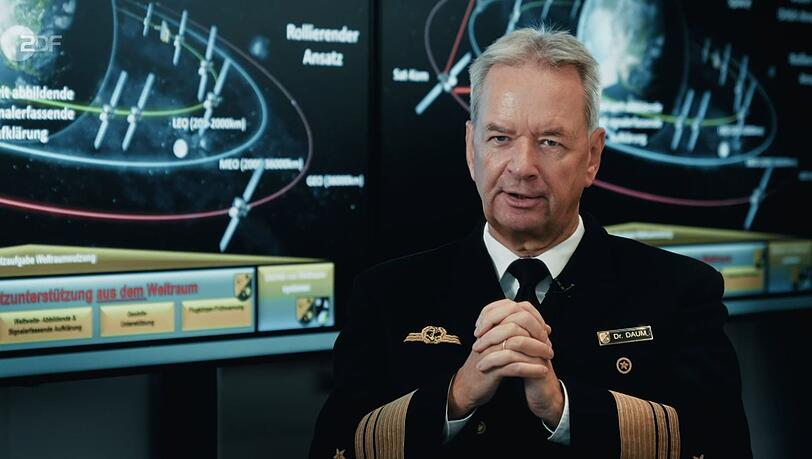 Vizeadmiral Thomas Daum sagt: "Wenn sie heute das Zeitsignal aus dem Weltraum abschalten, dann würde die Stromversorgung in Deutschland zusammenbrechen." Vizeadmiral Thomas Daum sagt: "Wenn sie heute das Zeitsignal aus dem Weltraum abschalten, dann würde die Stromversorgung in Deutschland zusammenbrechen."
