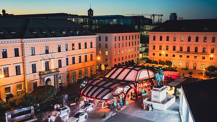 Einer der umstrittenen Open Spaces in der Innenstadt bei der IAA 2023. (Archivbild)