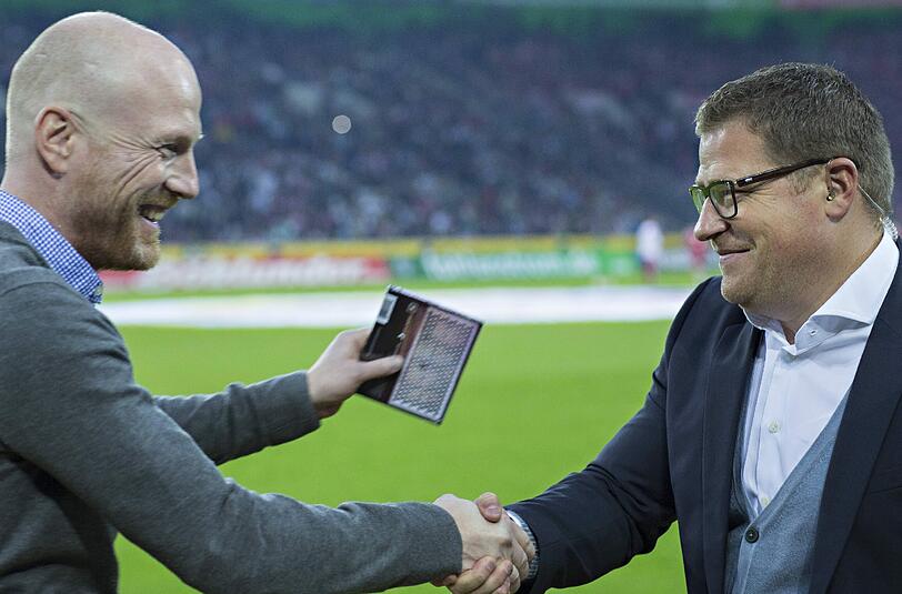 Verstehen sich prächtig: Matthias Sammer (l.) und Max Eberl, hier im Oktober 2014 bei einem Spiel der Bayern in Mönchengladbach.