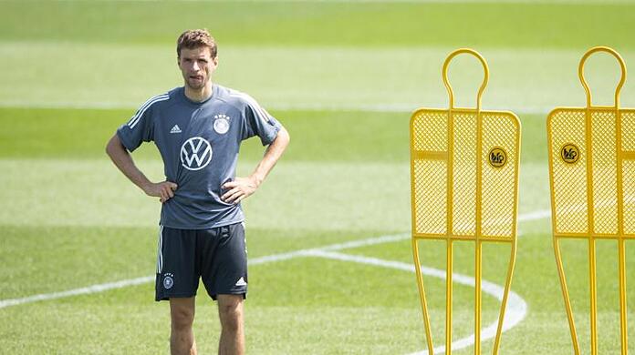 Thomas Müller beim Training der deutschen Nationalmannschaft.