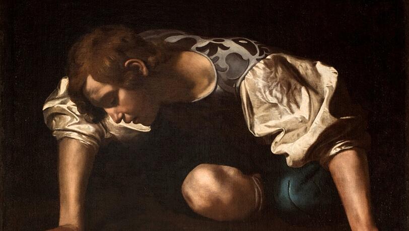 Caravaggios &bdquo;Narcissus&ldquo; von 1597/98 aus dem Palazzo Barberini in Rom geh&ouml;rt zu den eindringlichsten Darstellungen des selbstverliebten J&uuml;nglings.
