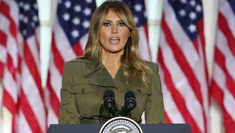 Melania Trump am Rednerpult des Parteitags. Melania Trump am Rednerpult des Parteitags.