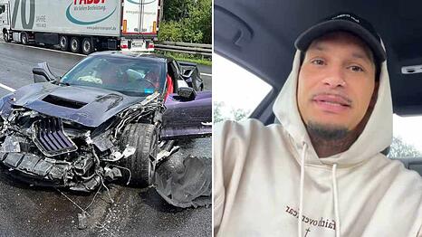 Aus diesem Auto konnte Yasin Mohamed nach einem Crash auf der Autobahn unverletzt aussteigen.