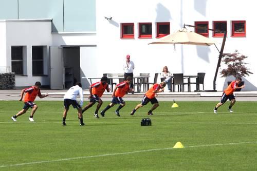 Das Training der Zurückgebliebenen beim FC Bayern.