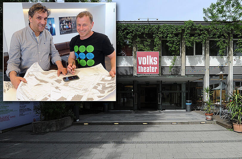 2020 zieht das Volkstheater um auf's Viehhof-Gelände. Intendant Christian Stückl (l) und Technikchef Carsten Lück brüten schon lange über den Plänen für den Neubau.