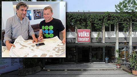 2020 zieht das Volkstheater um auf's Viehhof-Gelände. Intendant Christian Stückl (l) und Technikchef Carsten Lück brüten schon lange über den Plänen für den Neubau.