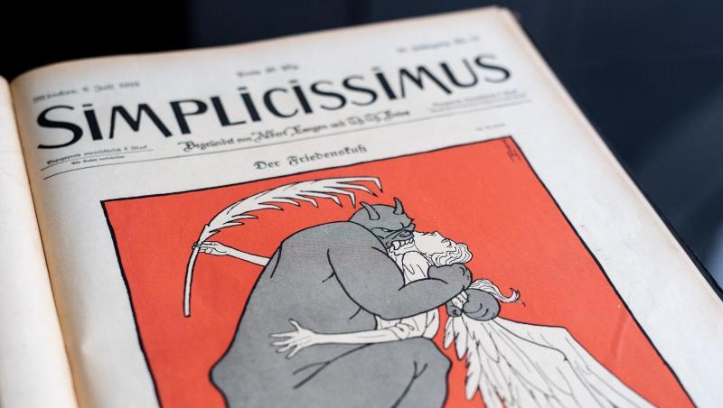 Eine Zeichnung von Thomas Theodor Heine mit dem Titel "Der Friedenskuß" aus dem Jahr 1919. Eine Zeichnung von Thomas Theodor Heine mit dem Titel "Der Friedenskuß" aus dem Jahr 1919.