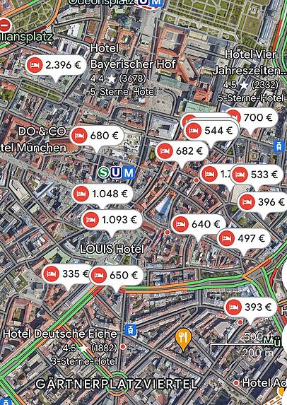 In der Münchner Innenstadt fallen die Preise im gleichen Zeitraum teilweise sogar noch höher aus. In der Münchner Innenstadt fallen die Preise im gleichen Zeitraum teilweise sogar noch höher aus.