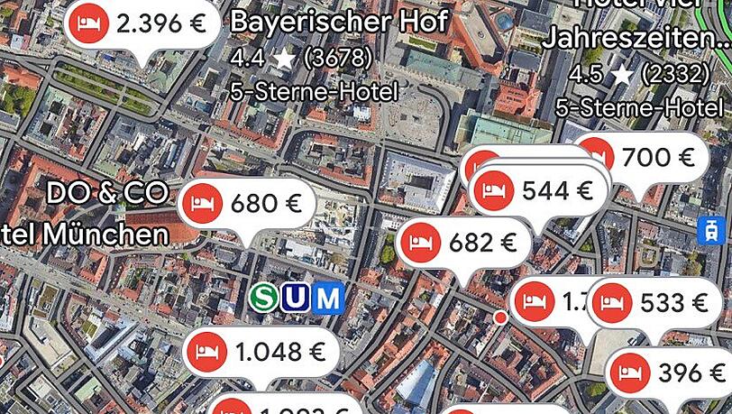 In der Münchner Innenstadt fallen die Preise im gleichen Zeitraum teilweise sogar noch höher aus. In der Münchner Innenstadt fallen die Preise im gleichen Zeitraum teilweise sogar noch höher aus.