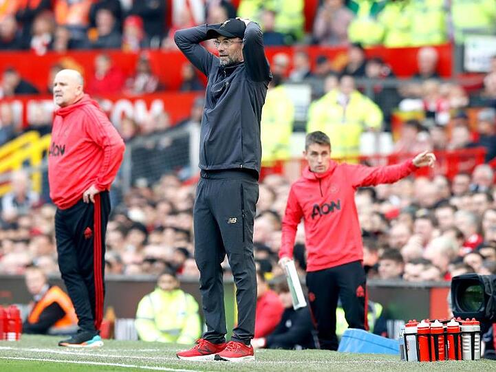 Liverpool-Coach Jürgen Klopp im Old Trafford Stadion.