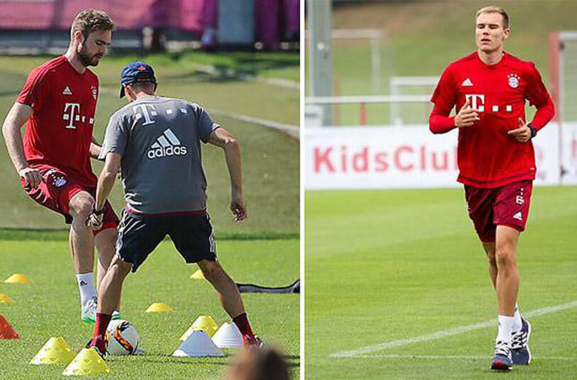 Die Bayern-Profis Jan Kirchhoff (links) und Holger Badstuber tasten sich wieder ans Mannschaftstraining heran.