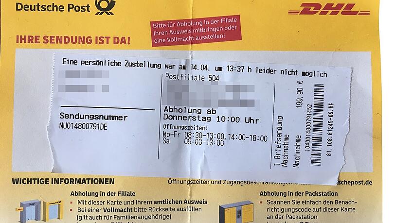 Das ist der Nachnahmeschein, den die Rentnerin erhielt. Das ist der Nachnahmeschein, den die Rentnerin erhielt.