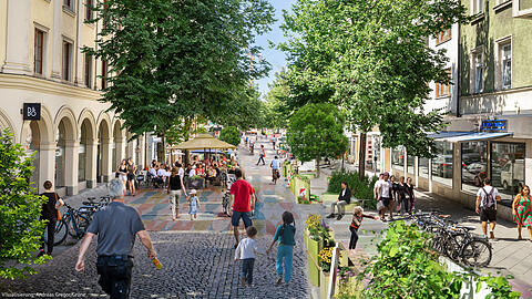 So könnte sie mal aussehen, die Fußgängerzone in der Weißenburger Straße.