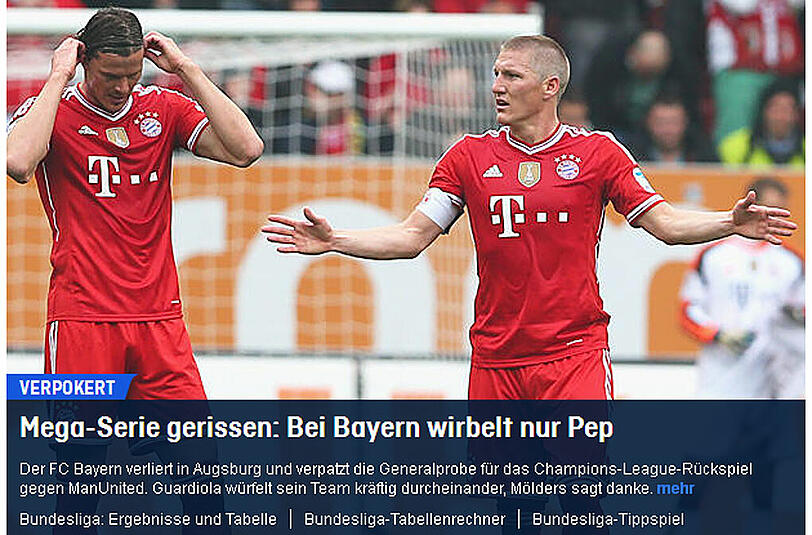 ran.de schreibt: Mega-Serie gerissen: Bei Bayern wirbelt nur Pep