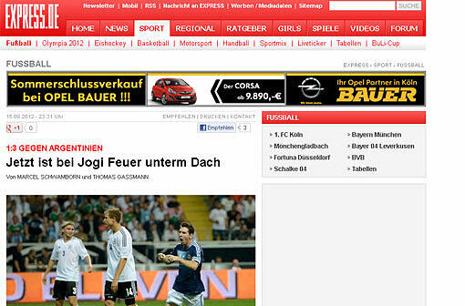 Fehlstart nach EM-Frust, Pleiten, Pech und Pannen: so kommentiert die Presse die 1:3-Testspielniederlage der deutschen Nationalmannschaft gegen Argentinien.